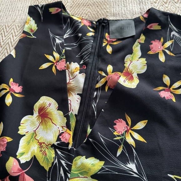 NightWalker Black Floral Low Cut Mini Dress - Picture 6 of 6